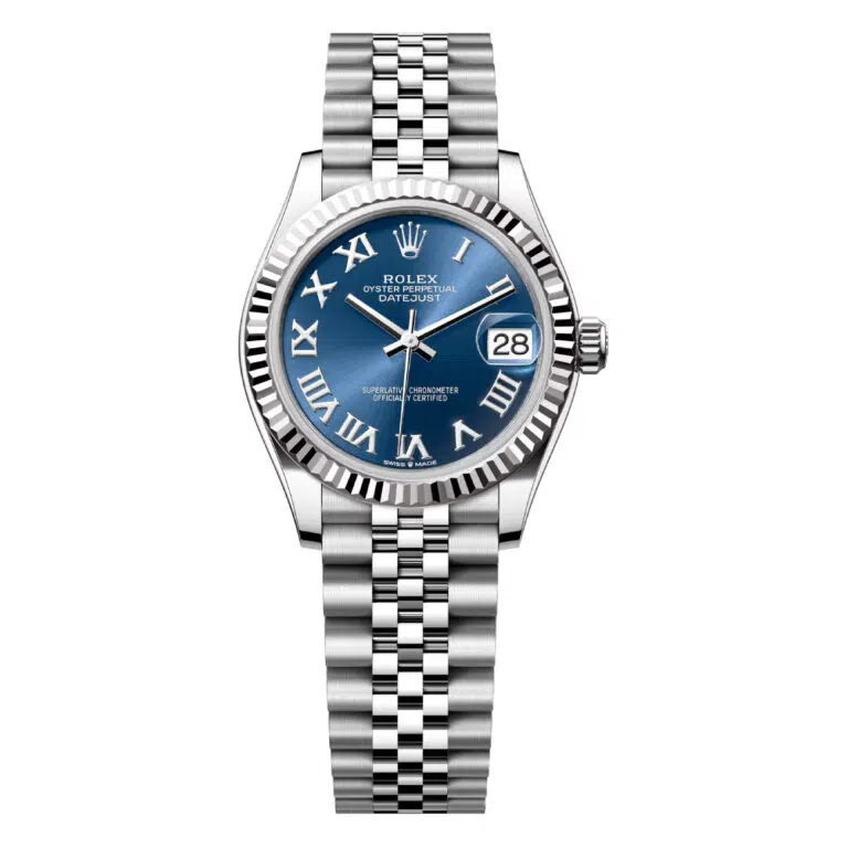 Rolex Datejust 31 Steel and White Gold Fluted Bezel 278274-0034 Blue Roman Dial Jubilee Bracelet Watch