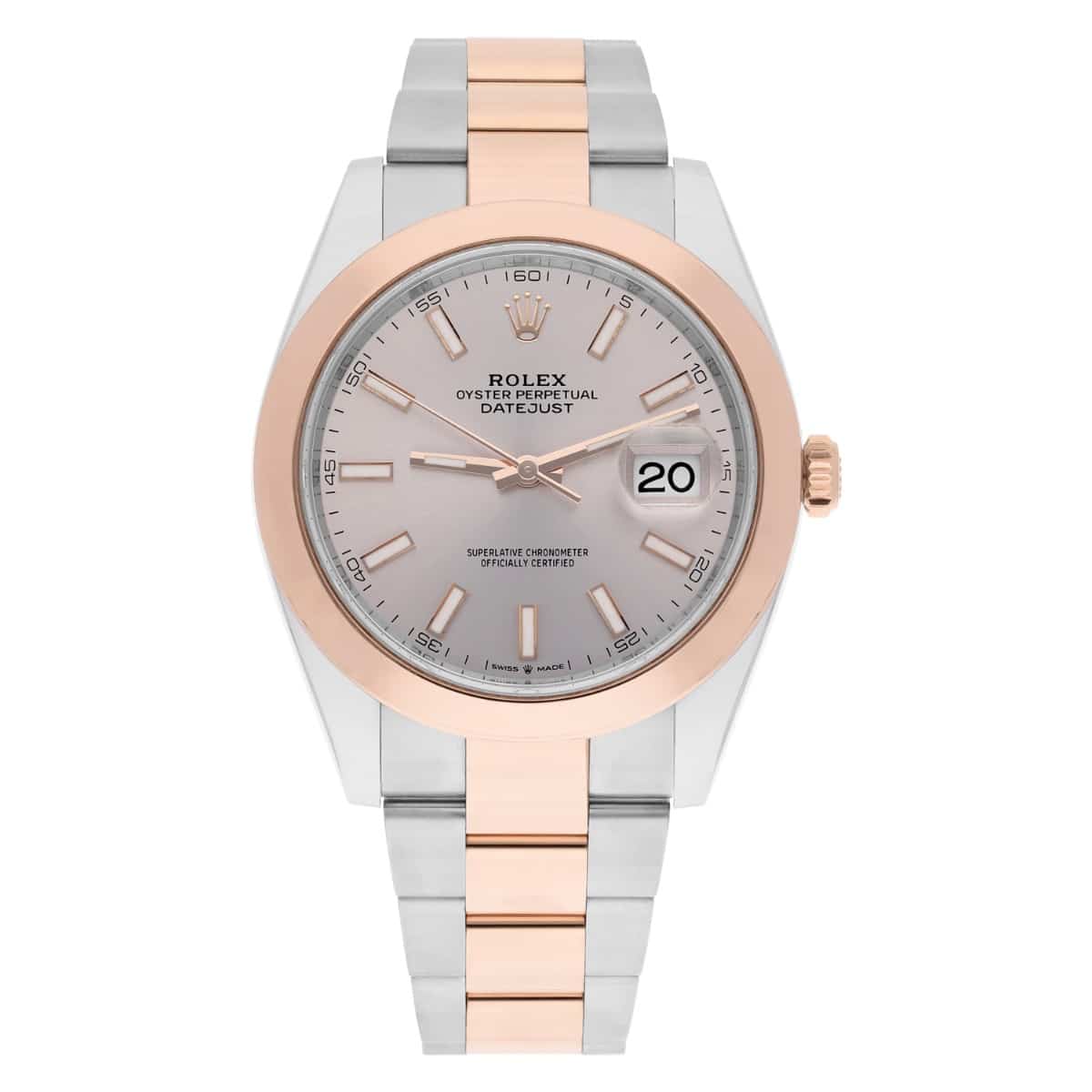 Rolex Datejust 41mm Steel/Everose Gold Mens Watch 126301-0009 Sundust Index Oyster