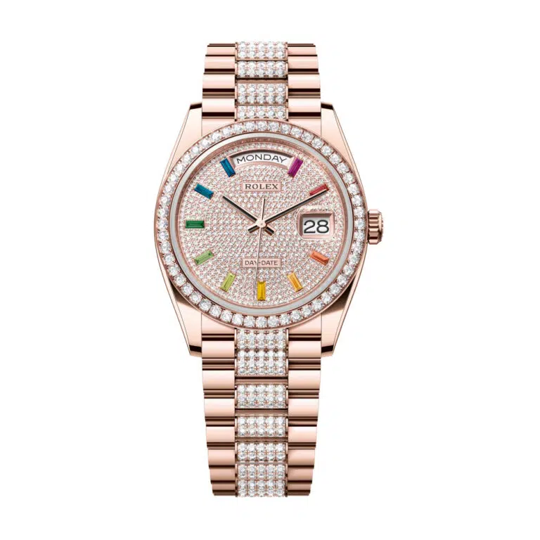 Rolex Day-Date 36mm 128345RBR-0043 Rose Gold with Paved Diamond Dial