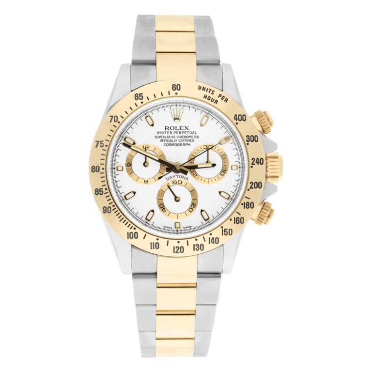 Rolex Daytona 116523 Stainless Steel Yellow Gold White Dial Mens Watch