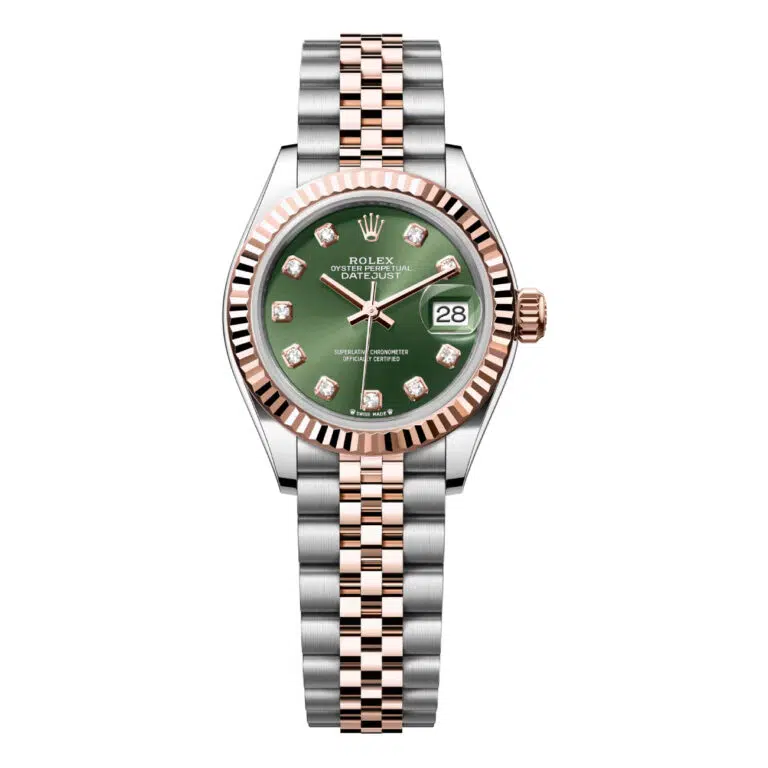 Rolex Datejust 28mm 279171-0007 Two-Tone Rose Gold and Steel Jubilee Watch Green Diamond Dial