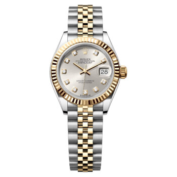 Rolex Steel and Yellow Gold Rolesor Lady-Datejust 28 Jubilee Bracelet Fluted Bezel 279173-0007 Silver Diamond Dial Watch 2024