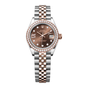 Rolex Datejust 28 Steel/Rose Gold with Diamond Set Bezel 279381RBR-0003 Chocolate Diamond Star Dial Jubilee Bracelet Watch