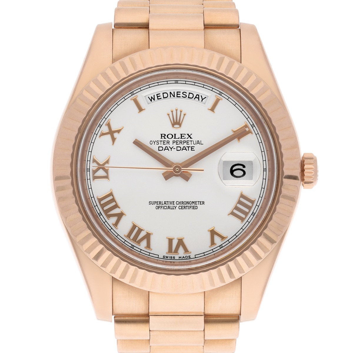 Rolex Day-Date II 218235 Men's Ivory Dial Rose Gold 41mm President Box/Papers