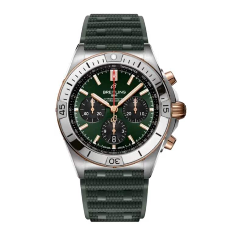 Breitling Chronomat B01 UB0134131L1S1 42mm Green Dial Unidirectional Rotating Bezel Stainless Steel and 18k Red Gold With