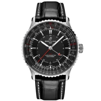 Breitling Navitimer GMT A32310251B1P1 Stainless Steel with Black Leather Watch Black Dial