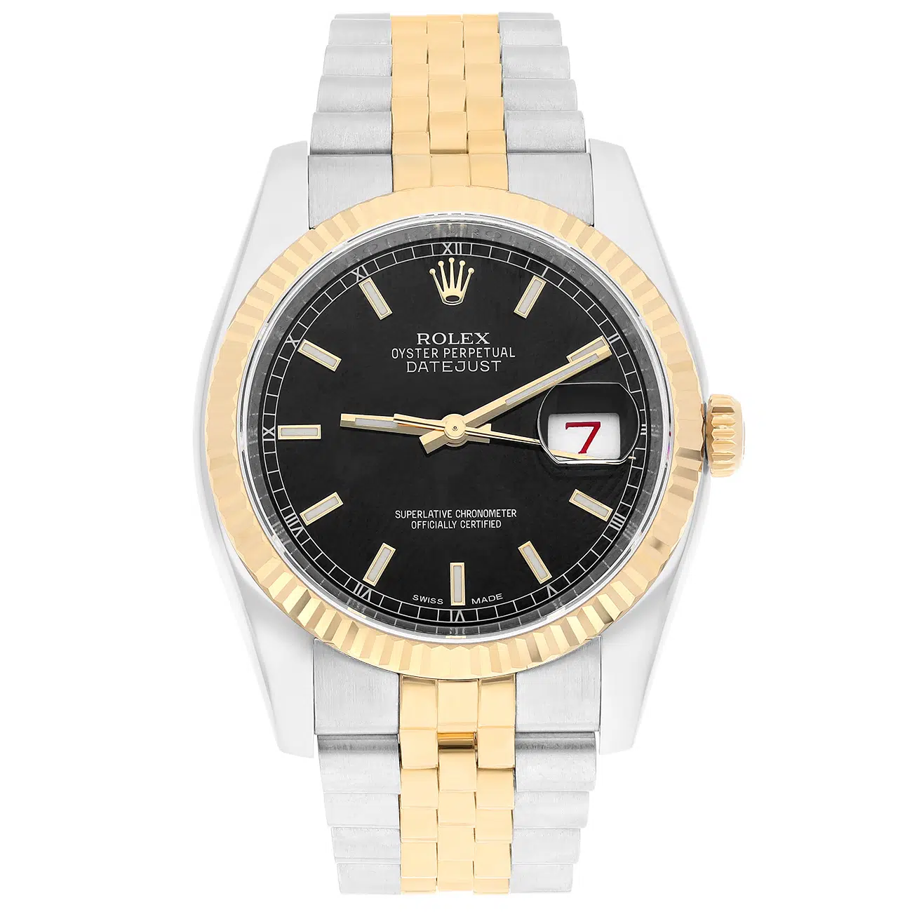 Rolex Datejust 116233-0199 36mm Black Index Dail Stainless Steel and Yellow Gold Watch