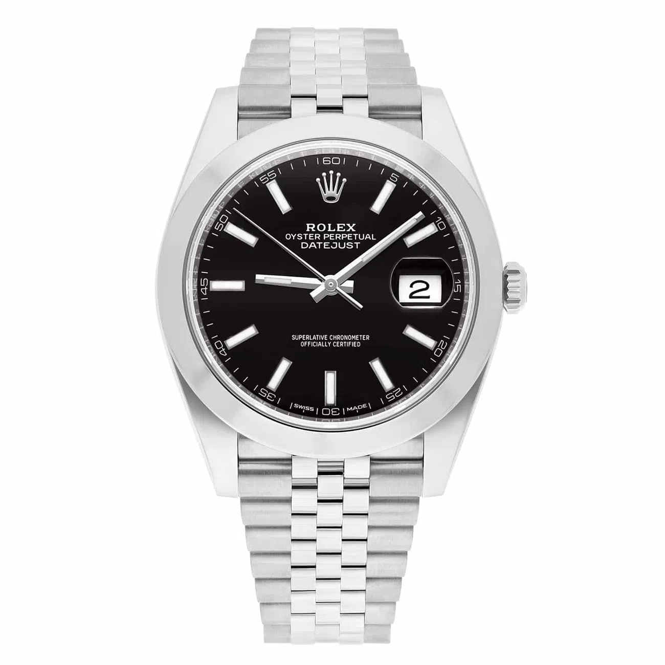 Rolex Datejust 41 Black Dial Jubilee Band Steel Mens Watch Ref# 126300