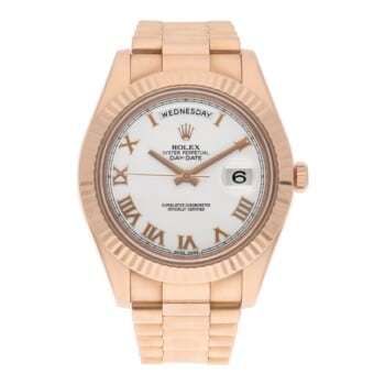 Rolex Day-Date II 218235 Men’s Ivory Dial Rose Gold 41mm President Box/Papers
