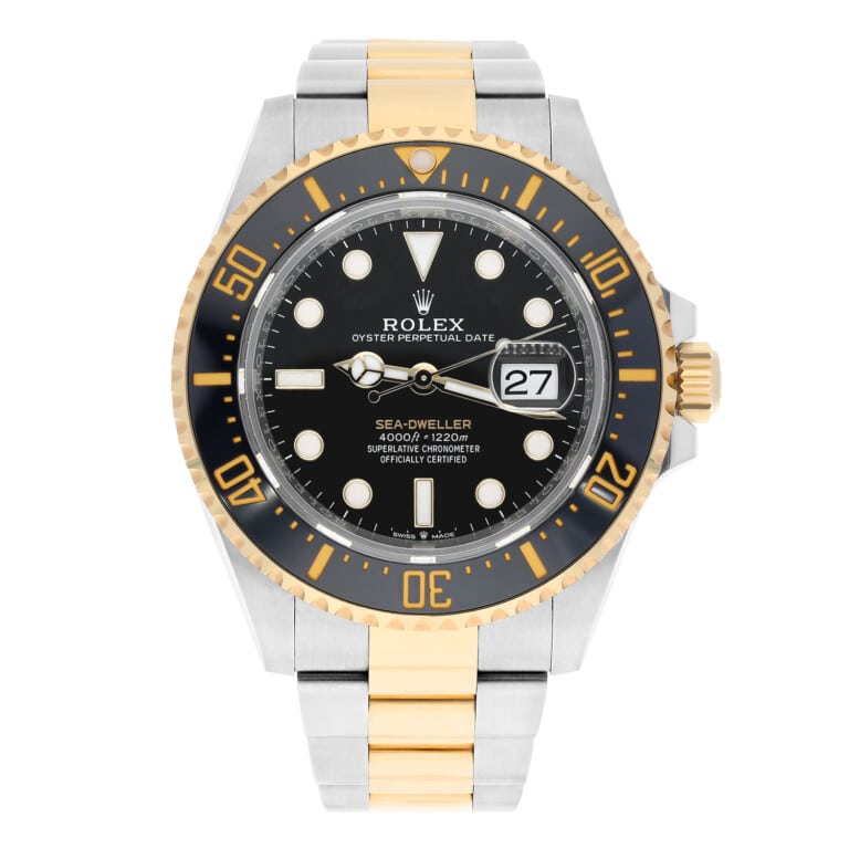 Rolex Sea-Dweller 126603 two-tone watch, black dial, dial detail