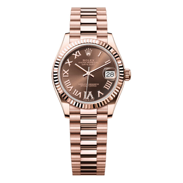 Rolex Datejust 31 278275-0025 President Bracelet 18kt Everose Gold Diamond Chocolate Dial