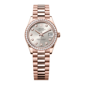 Rolex Datejust 31 Rose Gold 278285rbr-0030 Diamond Bezel Silver Diamond Dial – President Watch 2024