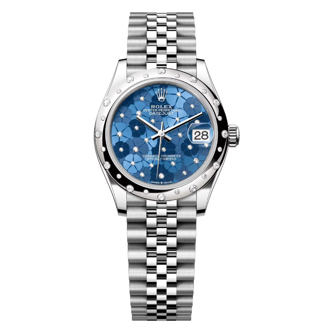 Rolex Datejust 278344rbr-0038 White Rolesor Diamond Bezel Blue Floral Motif Diamond Dial - Jubilee Bracelet 2024