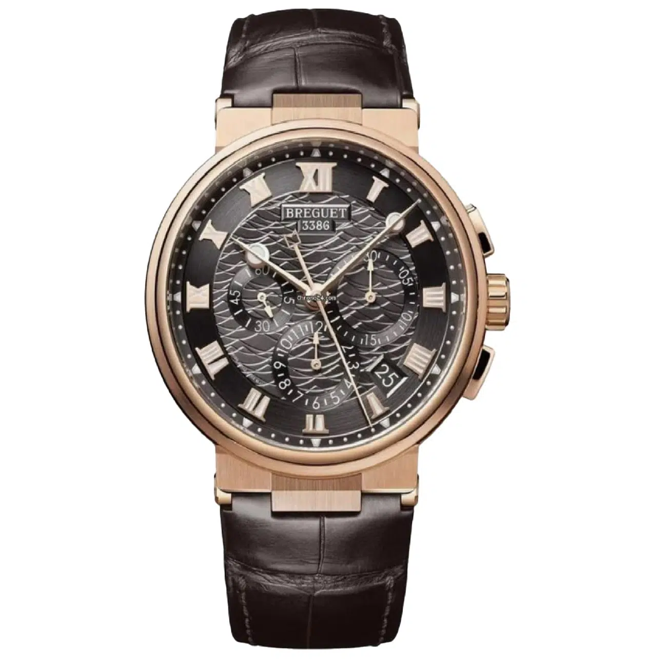 Breguet Marine Chrono 42mm 5527BR/G3/9WV Rose Gold With Brown Leather Watch Grey Dial