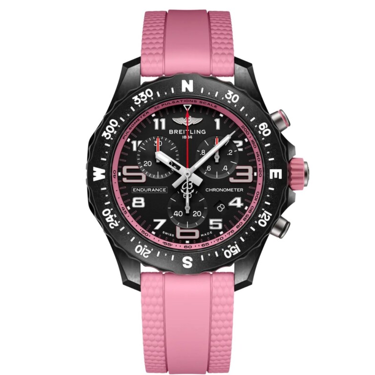 Breitling Endurance Pro X83310D41B1S1 38mm Black Dial Breitlight Case With Pink Rubber Strap