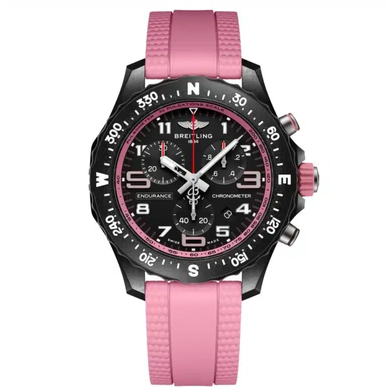 Breitling Endurance Pro X83310D41B1S1 38mm Black Dial Breitlight Case With Pink Rubber Strap
