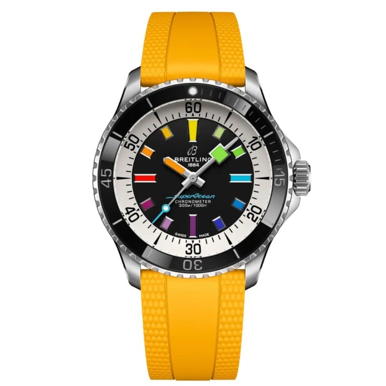 Breitling Superocean Automatic 42mm A17375211B2S4 Stainless Steel With Yellow Rubber Watch Black Dial