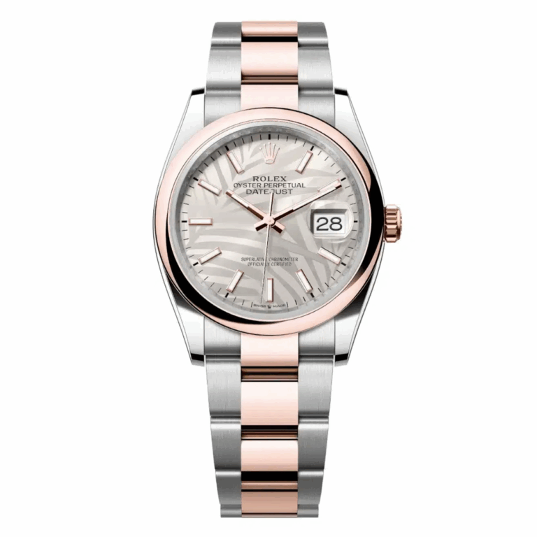 Rolex Datejust 126201-0032 36mm Oyster Stainless Steel & Rose Gold Watch Silver Palm Index Dial 2024