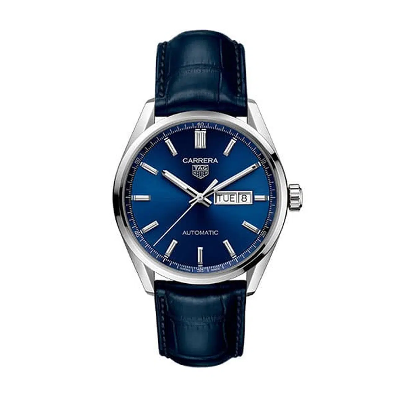 Tag Heuer Day-Date Carrera WBN2012.FC6502 Automatic Men's Watch Blue Alligator Strap