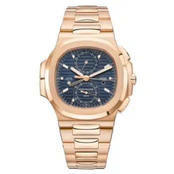 Patek Philippe Nautilus Self-Winding Travel Time Chronograph 5990/1R-001 Rose Gold Case Blue Dial Rose Gold Bracelet