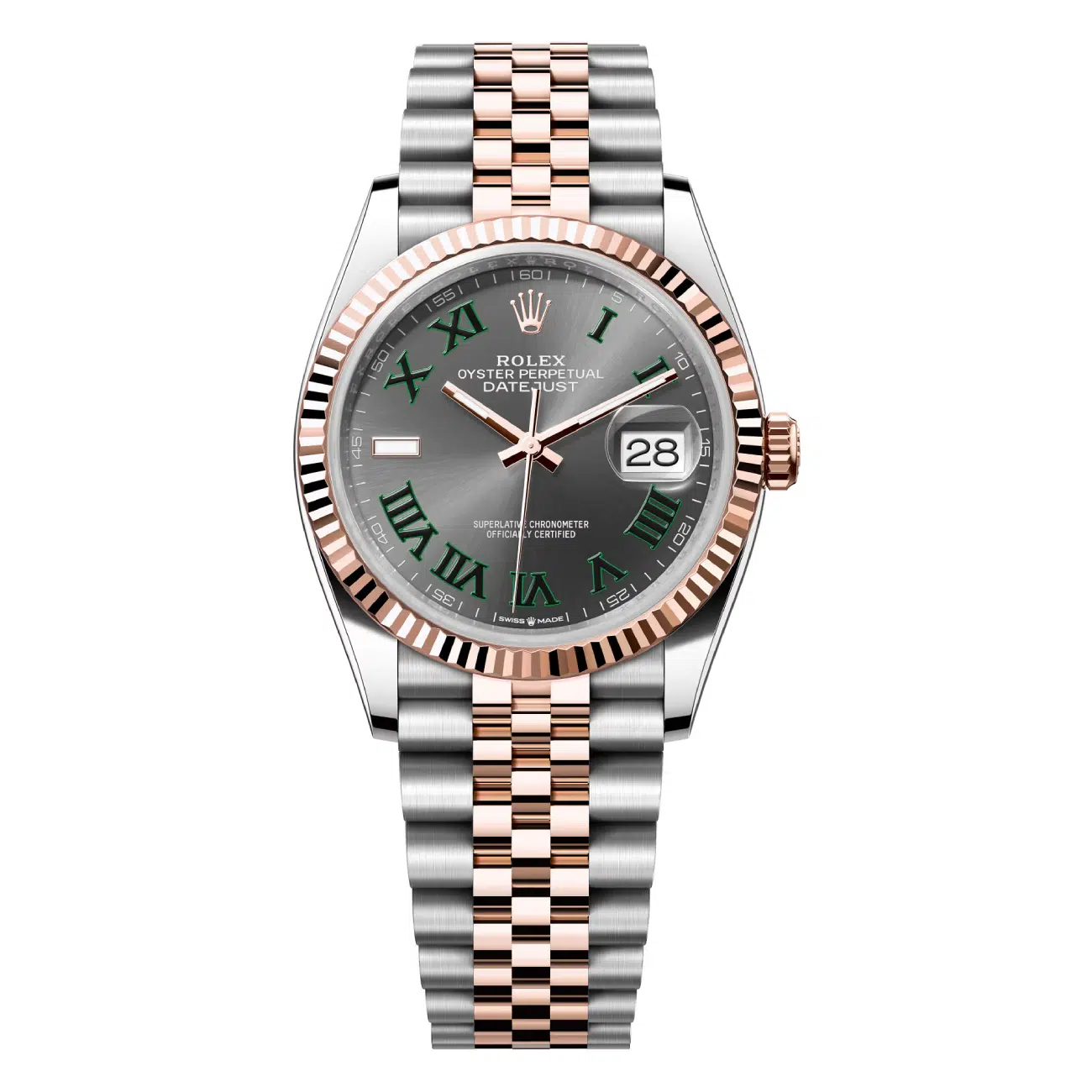 Rolex Datejust 36MM 126231-0029 Jubilee Bracelet Stainless Steel & Rose Gold with Wimbledon Roman Dial Watch 2024