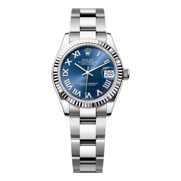 Rolex Datejust 31 Steel and White Gold Fluted Bezel 278274-0033 Blue Roman Dial Oyster Bracelet
