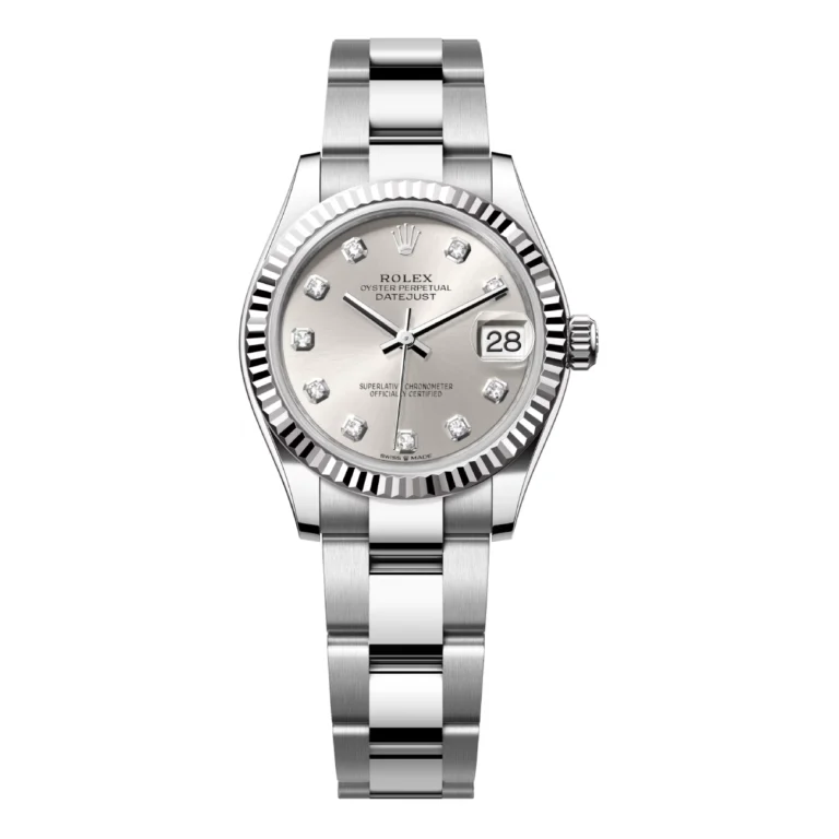 Rolex Datejust 31 Steel and White Gold 278274-0029 Fluted Bezel Silver Diamond Dial Oyster Bracelet
