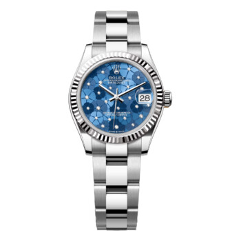Rolex Datejust 31 Watch 278274-0035 White Gold Fluted Bezel Azzurro Blue Floral Diamond Dial Oyster Bracelet 2024