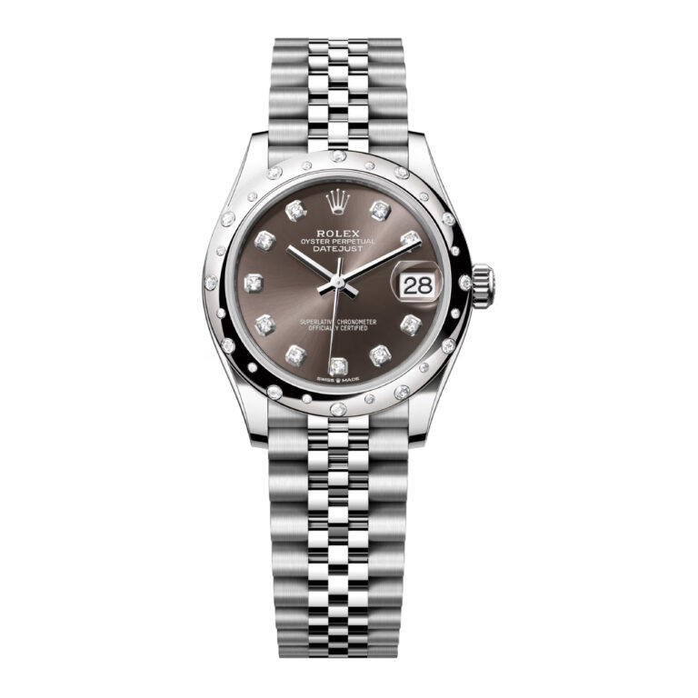Rolex Steel / White Gold Datejust 31 Watch 278344rbr-0008 Domed 24 Diamond Bezel Grey Diamond Dial Jubilee Bracelet 2024