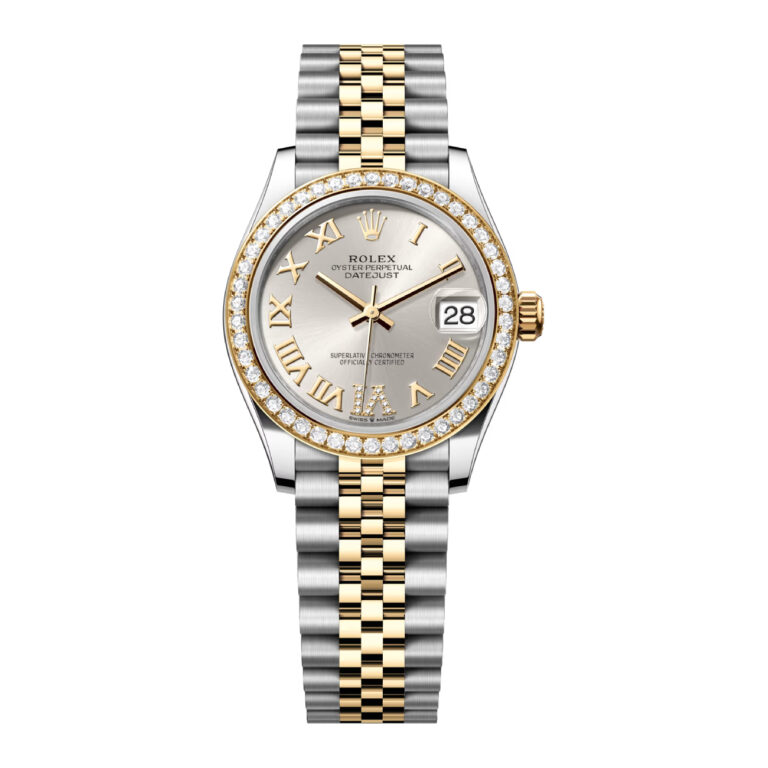 Rolex Datejust 31 Steel and Yellow Gold Diamond Bezel 278383rbr-0004 Silver Diamond Roman set on Six Dial Jubilee Bracelet
