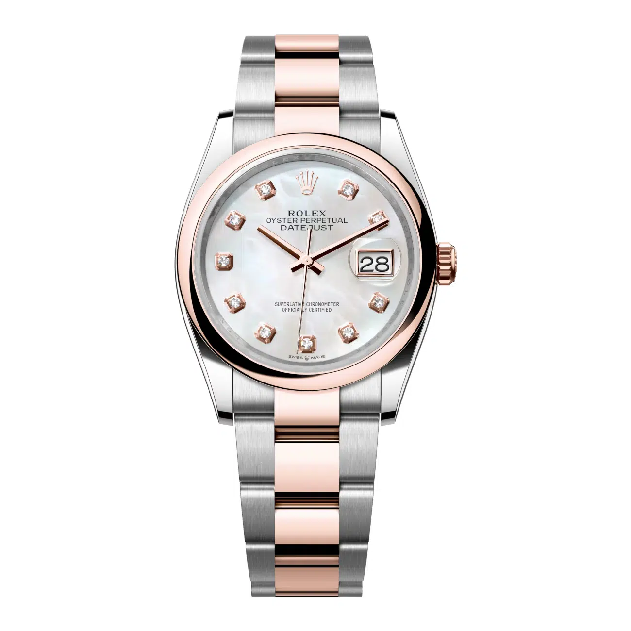 Rolex Datejust 126201-0022 36mm Oyster Steel and Rose Gold Watch MOP Diamond Dial