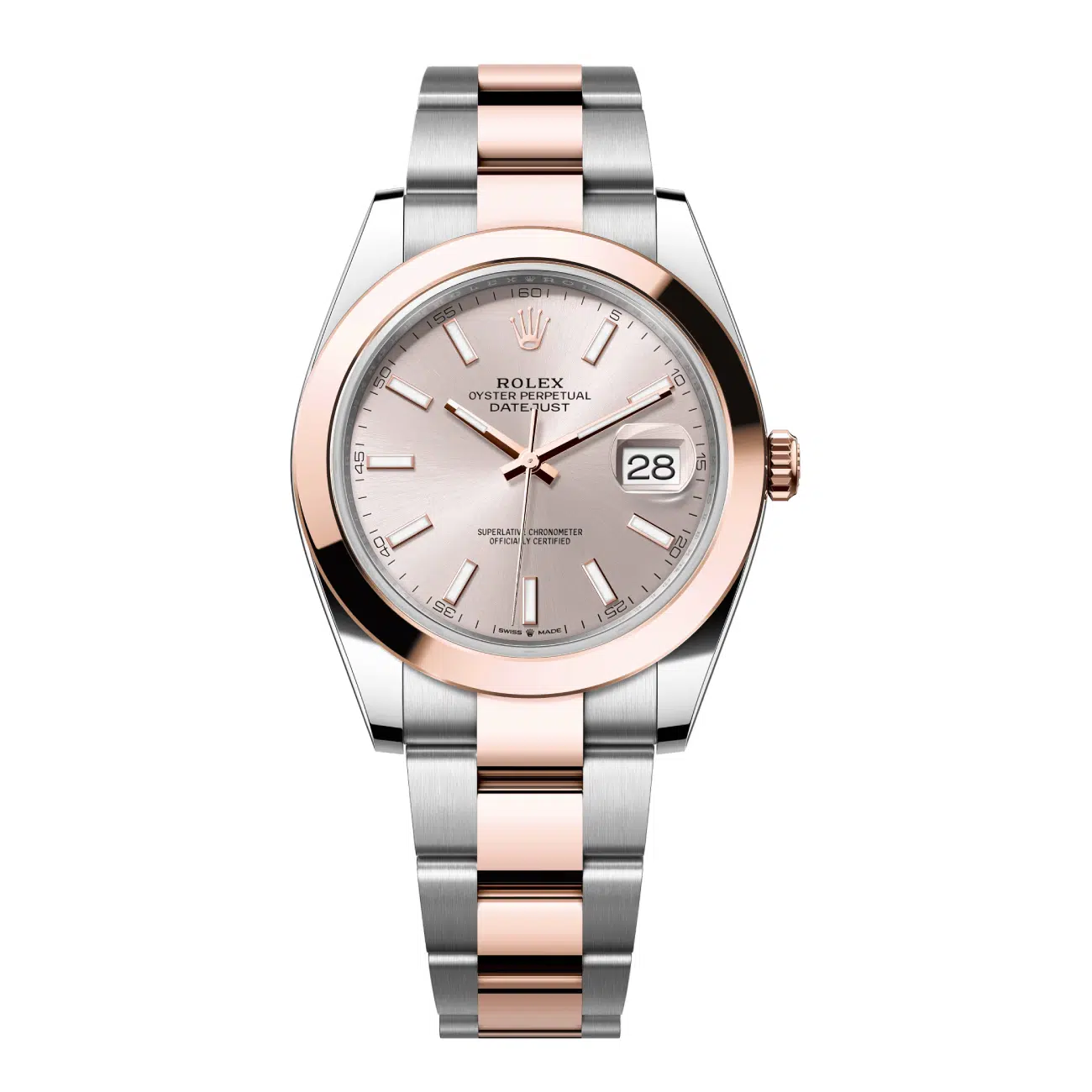 Rolex Datejust 41mm Oyster 126301-0009 Stainless Steel & Rose Gold Watch Sundust Index Dial 2024