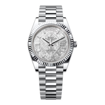Rolex Platinum Day-Date 40 Watch 228236-0011 Fluted Bezel Meteorite Baguette-cut Diamond Dial President Bracelet 2024