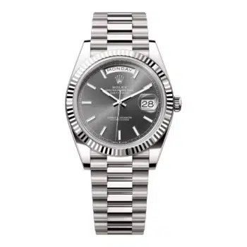 Rolex White Gold Day-Date 40 President Bracelet Fluted Bezel 228239-0060 Index Dial Watch 2024