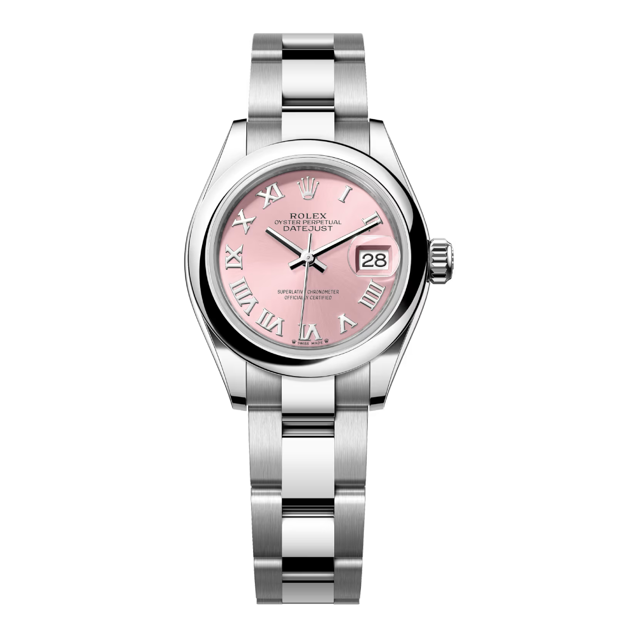 Rolex Oyster Bracelet Steel Lady-Datejust 28 Watch 279160-0014 Domed Bezel Pink Roman Dial  2024