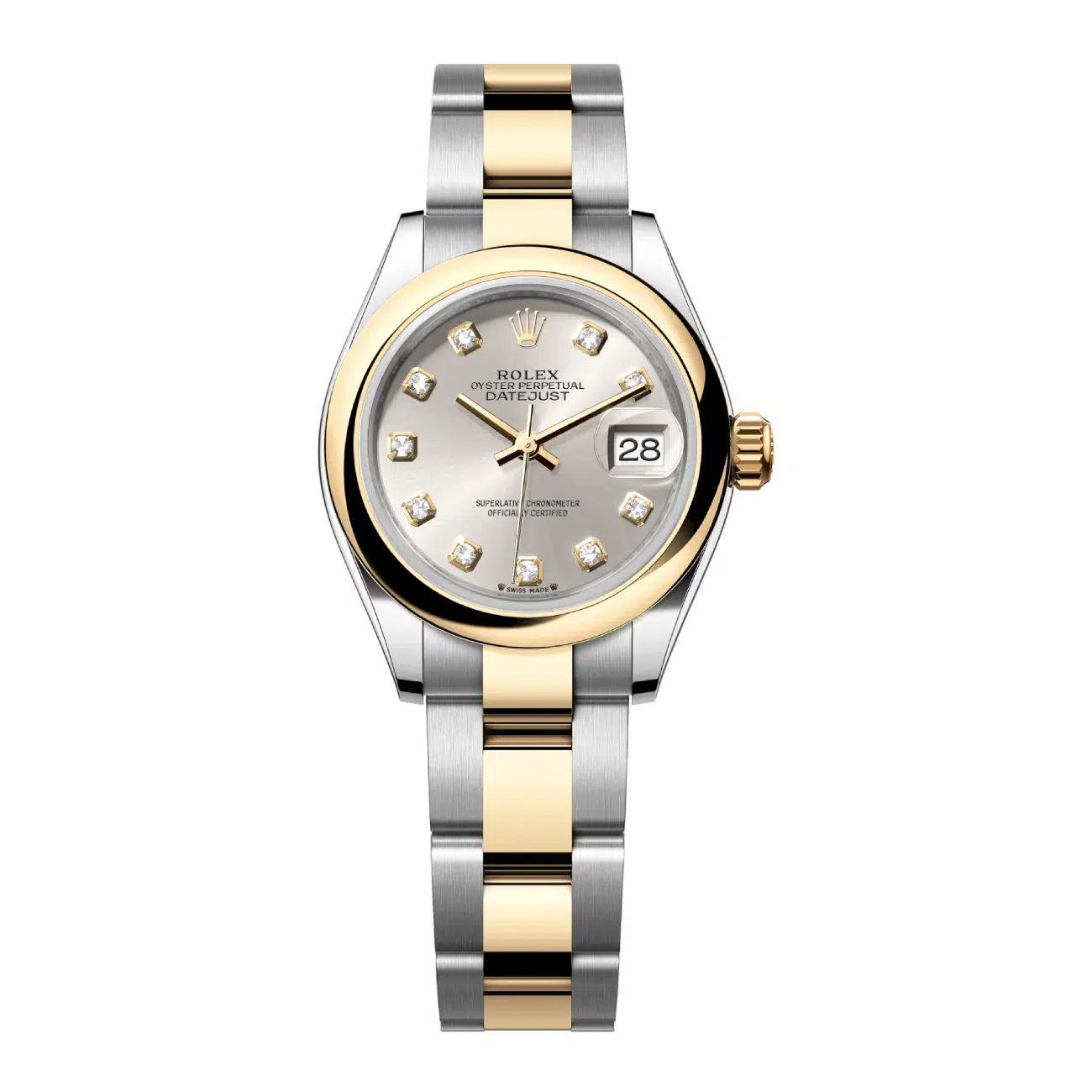 Rolex Steel and Yellow Gold Rolesor Oyster Bracelet 279163-0008 Domed Bezel Silver Diamond Dial Watch 2024