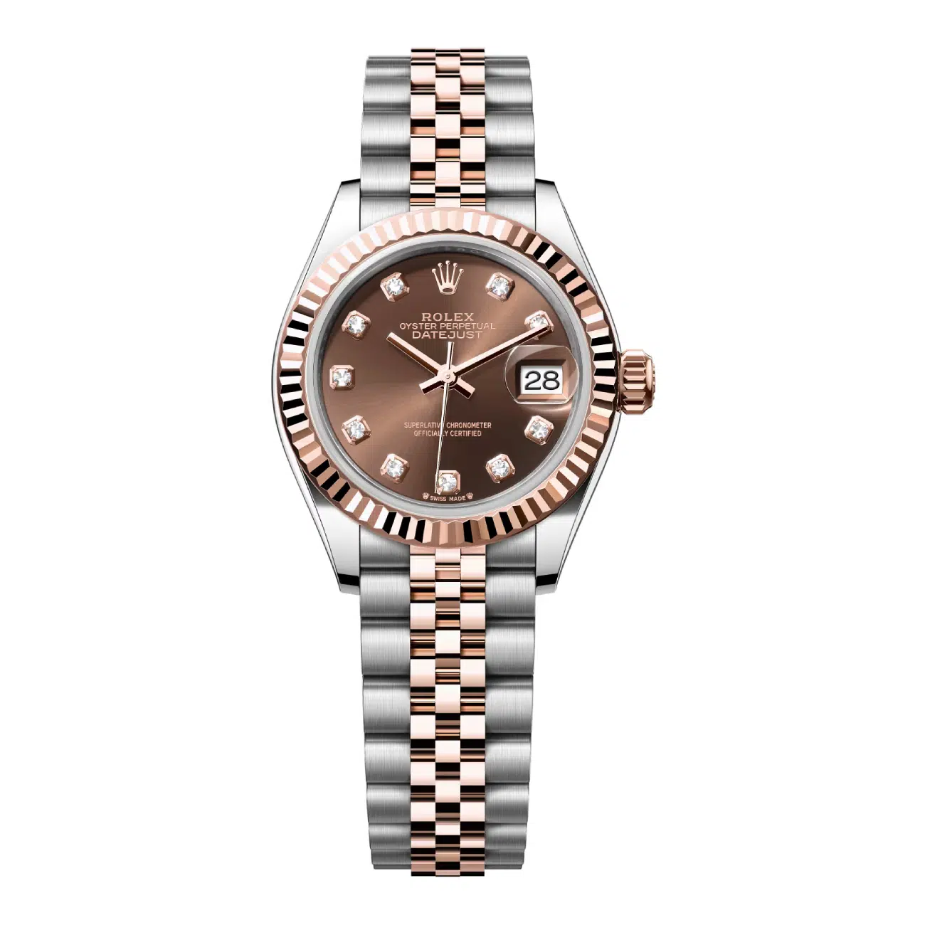 Rolex Datejust 28mm Jubilee 279171-0011 Steel and Rose Gold Watch Chocolate Diamond Dial 2024
