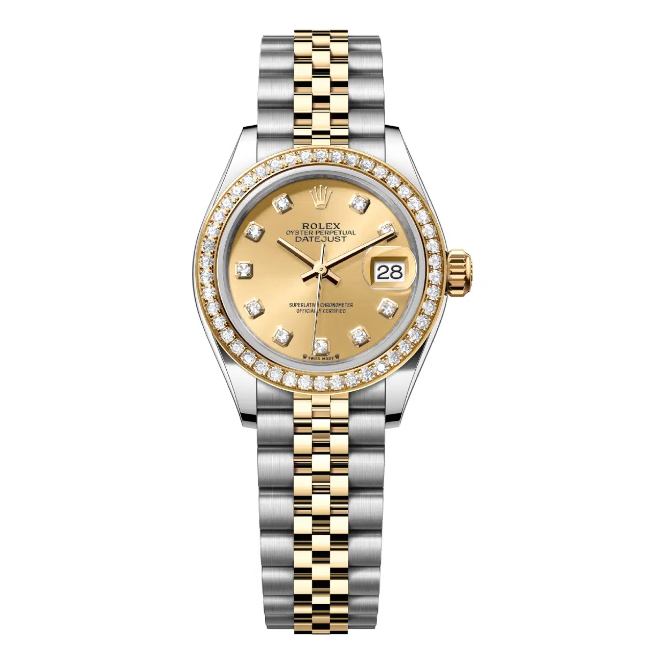 Rolex Lady-Datejust 28 Diamond Bezel 279383rbr-0011 Champagne Diamond Dial Jubilee Bracelet