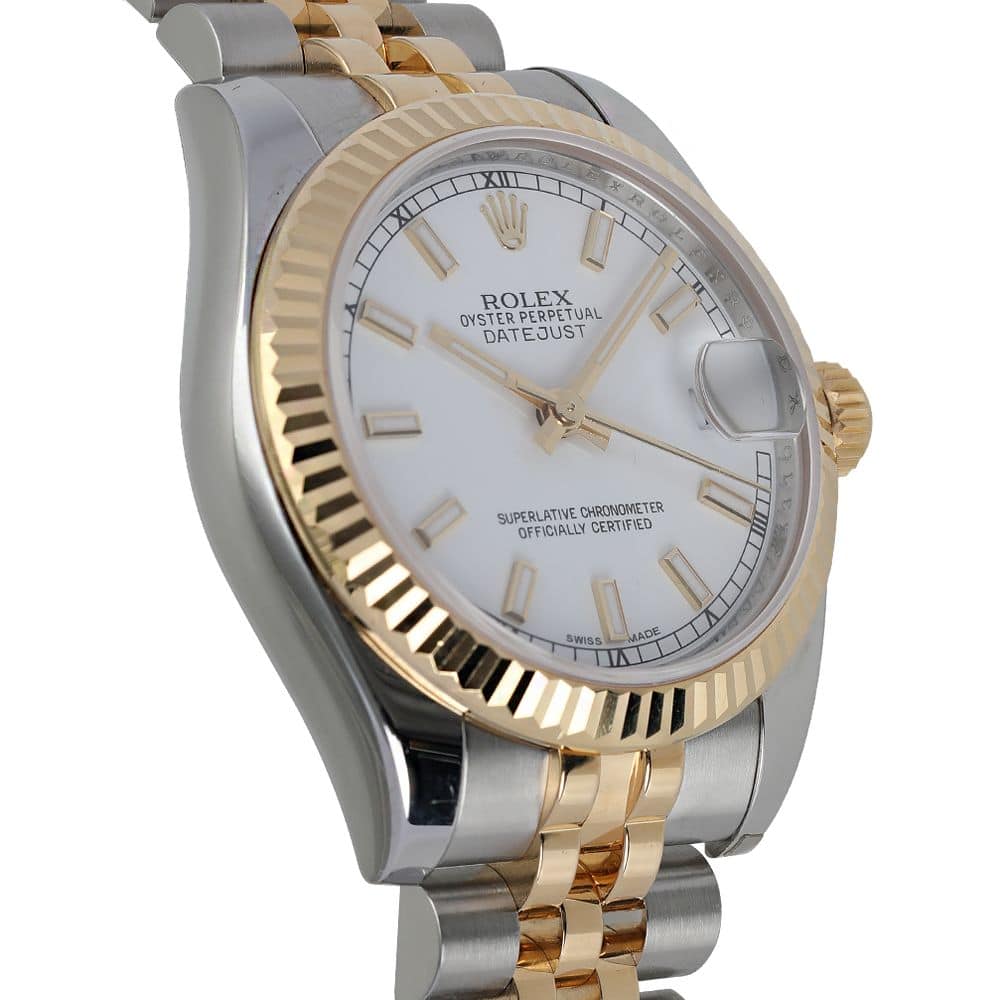 Rolex Datejust 36mm White Stick Dial 116233-0200 Stainless Steel With Yellow Gold Watch
