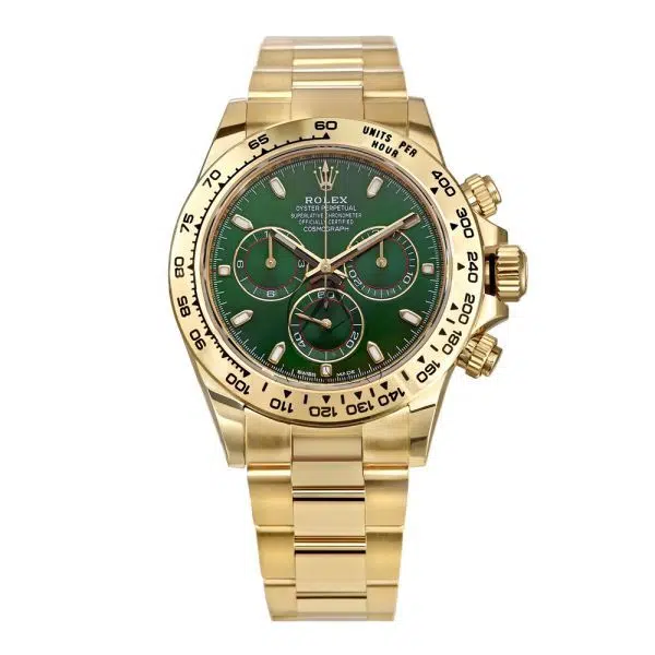 Rolex Daytona 116508 Oyster 40mm Yellow Gold Green Index Dial Watch 2018