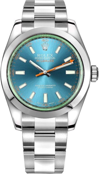 Rolex Milgauss 116400GV 40mm Stainless Steel Watch Blue Index Dial 2015 – alternate view
