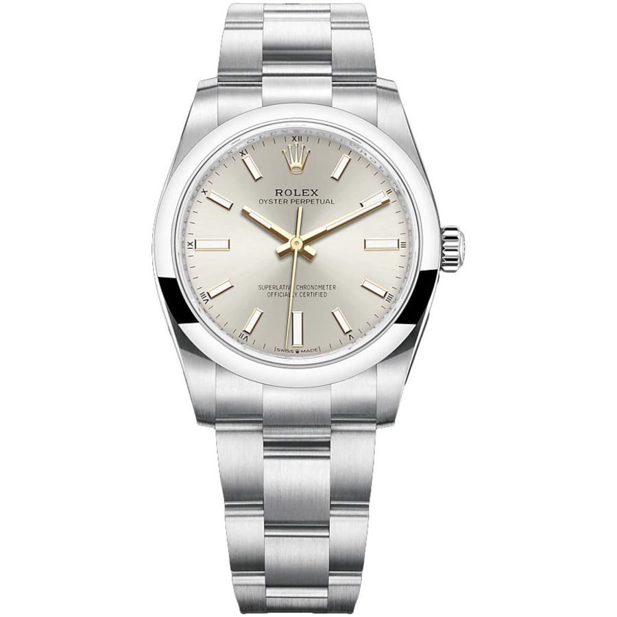 images Rolex Oyster Perpetual 124200-0001 34mm Stainless Steel with Silver Dial Watch 2024
