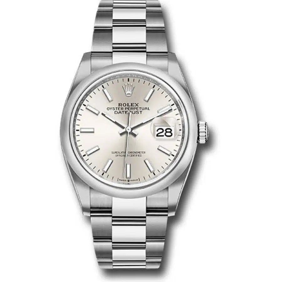 Rolex Steel Datejust 36 Watch 126200 Domed Bezel Silver Index Dial Oyster Bracelet 2021