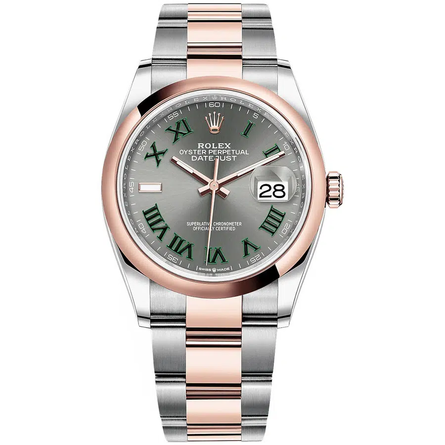 Rolex Datejust 36mm 126201-0030 Oyster Stainless Steel & Rose Gold Wimbledon Roman Dial 2021