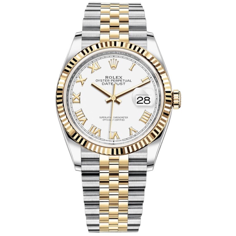 Rolex Datejust 36mm Jubilee 126233-0029 Stainless Steel & Yellow Gold with White Roman Dial