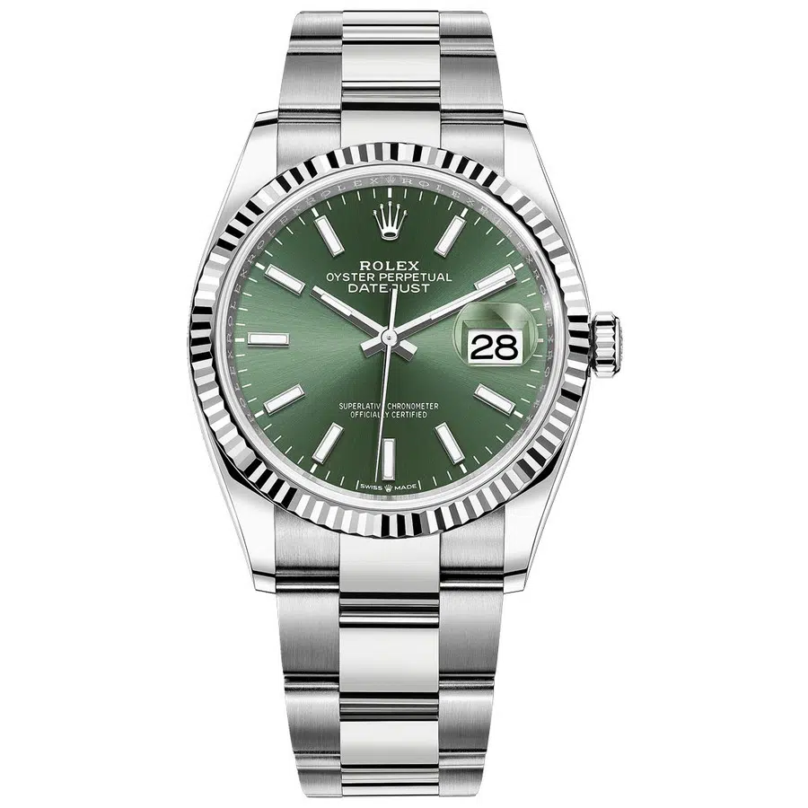 Rolex Datejust 36 Oyster 126234 Stainless Steel Watch Green Stick Dial 2024