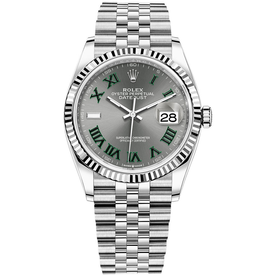 Rolex Datejust 126234-0045 Wimbledon Roman Dial Stainless Steel Jubilee Fluted Bezel