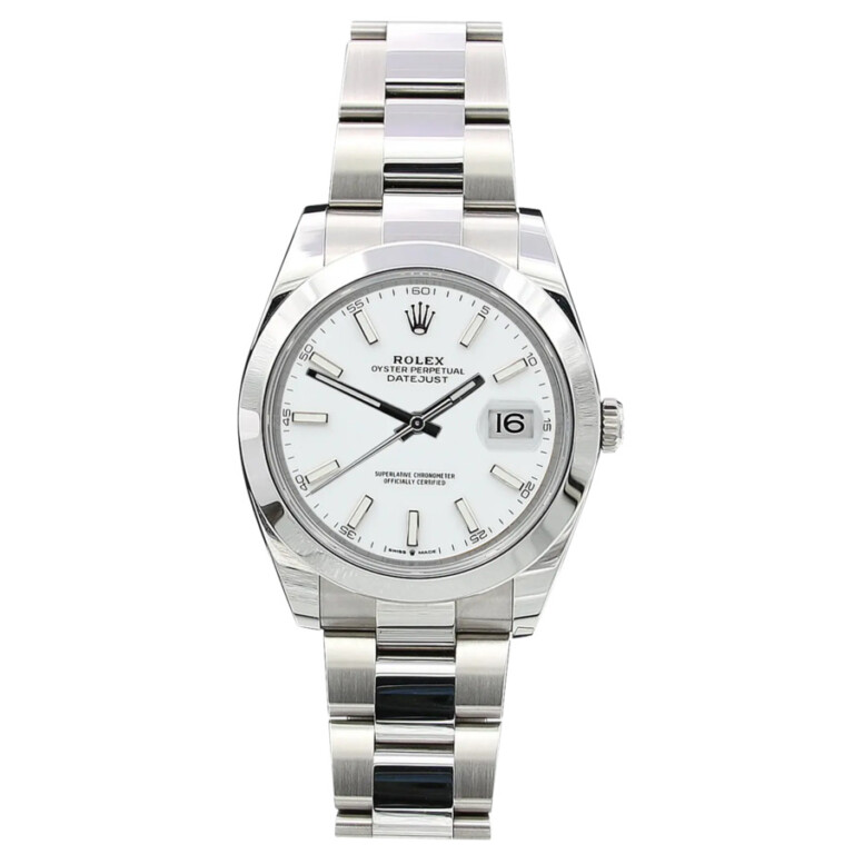 Rolex Datejust 41mm White Index Dial Oyster Bracelet 126300-0005 Stainless Steel Watch 2024