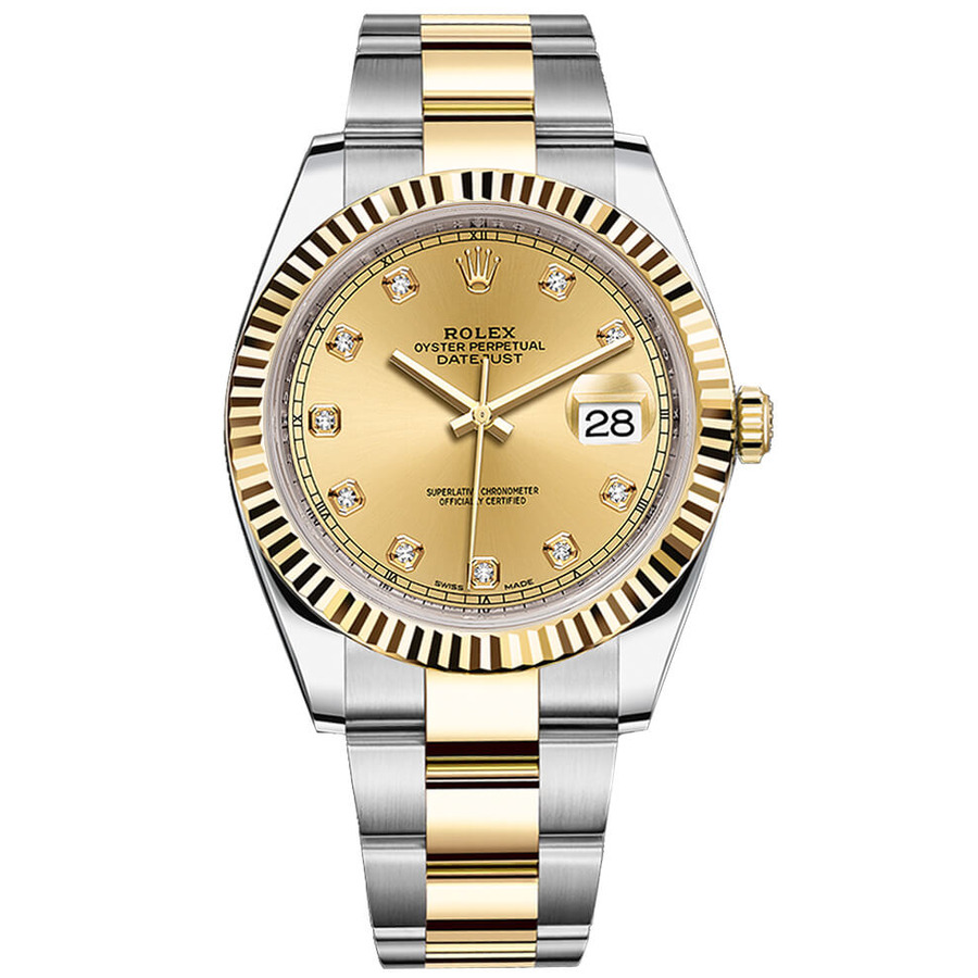 images Rolex Datejust Champagne Diamond Dial 126333G Gold & Steel Oyster Watch 2018