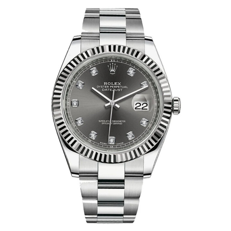 Rolex Datejust 41mm 126334 Stainless Steel Oyster Watch Slate Diamond Dial 2022